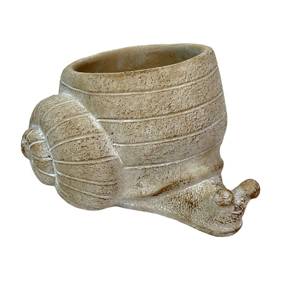 Cement Snail Planter Natural Textured Indoor Pot 10.5 Inch Tabletop Decor